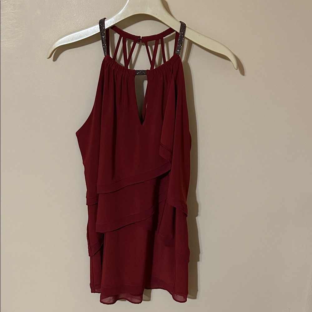 White House Black Market Burgundy Halter Blouse size S
